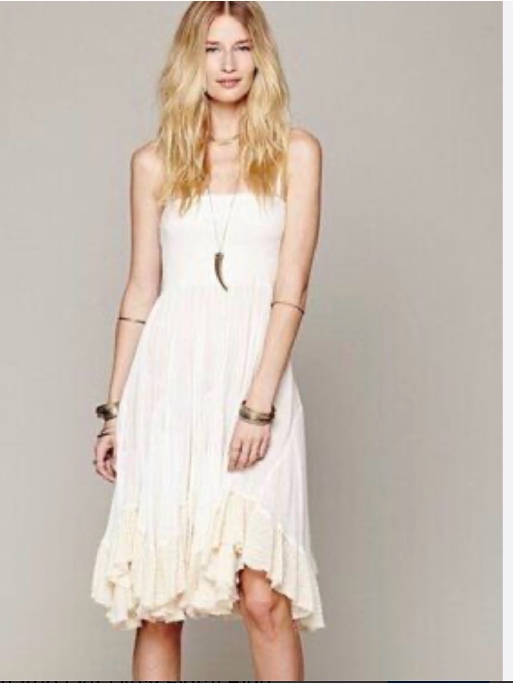 RARE!!! Free People PINK Strapless Lace Midi Dress